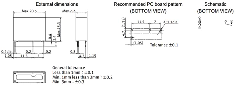 Technische Zeichnung - Panasonic Industrial Devices LD-P Universal-Leistungsrelais